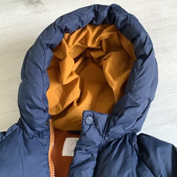 Zara boys puffer coat winter navy blue hooded pocket size 4/5Y - Picture 5 of 9
